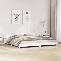 Cadre de lit sans matelas blanc 200x200 cm bois massif de pin 