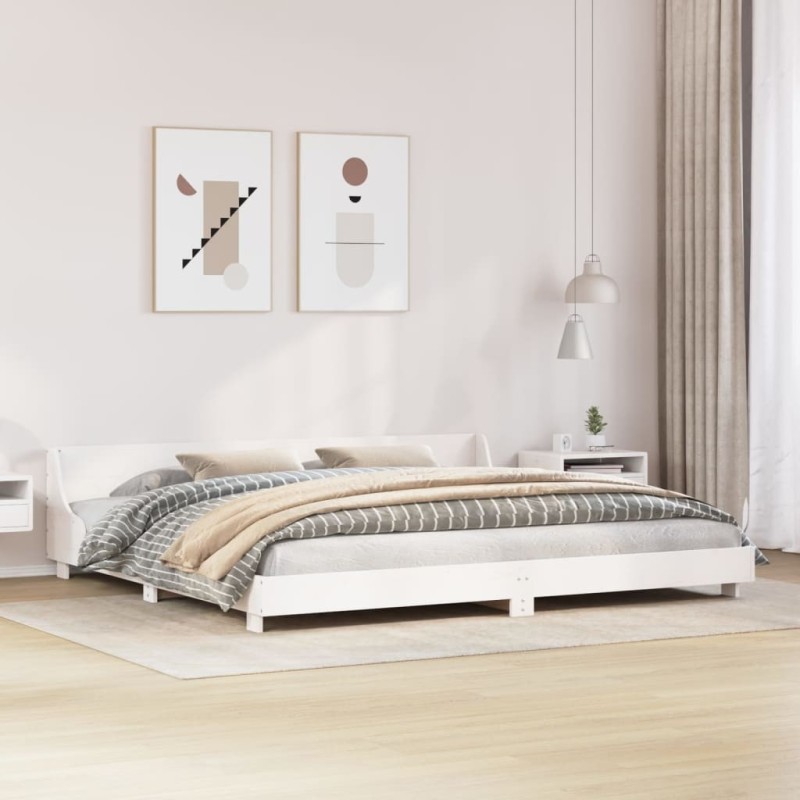 Cadre de lit sans matelas blanc 200x200 cm bois massif de pin Cadre de lit sans matelas blanc 200x200 cm bois massif de pin