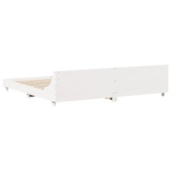 Cadre de lit sans matelas blanc 200x200 cm bois massif de pin 
