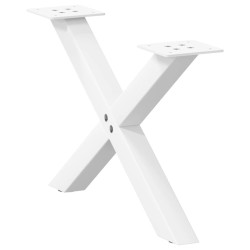 Pieds de table basse en forme de X, 2 pièces, blanc, 50 x (30-31) cm, acier 
