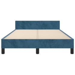 Cadre de lit sans matelas bleu foncé 120x190 cm velours 