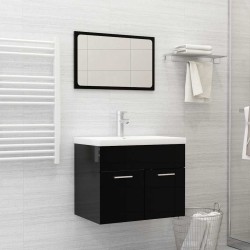 Ensemble de meubles de salle de bain 2 pcs Noir brillant 