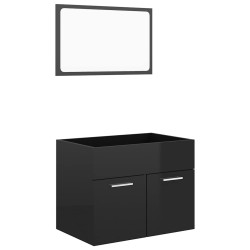 Ensemble de meubles de salle de bain 2 pcs Noir brillant 