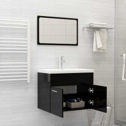 Ensemble de meubles de salle de bain 2 pcs Noir brillant 