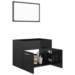 Ensemble de meubles de salle de bain 2 pcs Noir brillant 
