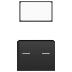 Ensemble de meubles de salle de bain 2 pcs Noir brillant 