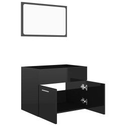 Ensemble de meubles de salle de bain 2 pcs Noir brillant 