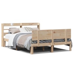 Cadre de lit et tête de lit sans matelas 135x190 cm 