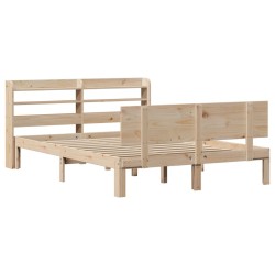 Cadre de lit et tête de lit sans matelas 135x190 cm 