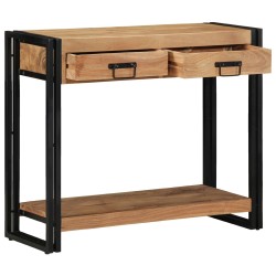Table ConsoleNoire 90x33x75 cm en Acacia Massif et Métal 