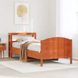 Cadre de lit sans matelas cire marron 75x190 cm bois pin massif 