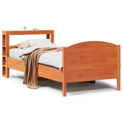 Cadre de lit sans matelas cire marron 75x190 cm bois pin massif 