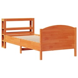 Cadre de lit sans matelas cire marron 75x190 cm bois pin massif 