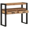 Table ConsoleNoir 90x33x75 cm en Bois d'Acacia Massif et Métal 