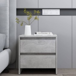 Table de chevet gris béton 45x34,5x44,5 cm bois d’ingénierie 