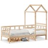 Lit de jour avec toit sans matelas 90x190 cm bois massif 