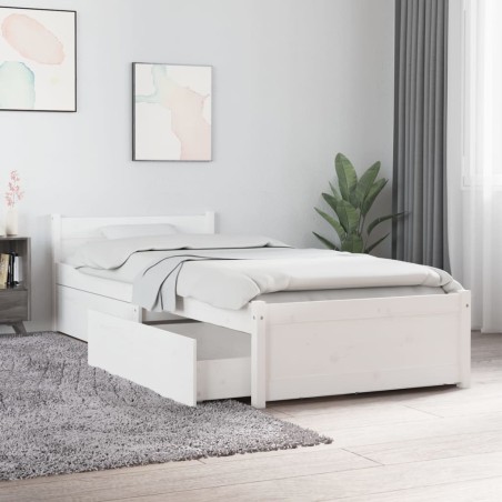 Cadre de lit sans matelas avec tiroirs blanc 
