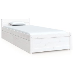 Cadre de lit sans matelas avec tiroirs blanc 