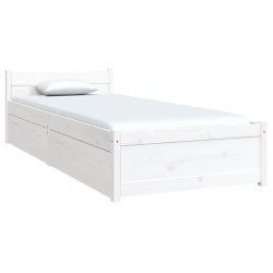 Cadre de lit sans matelas avec tiroirs blanc 