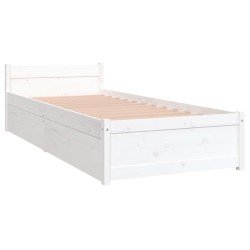 Cadre de lit sans matelas avec tiroirs blanc 