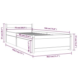 Cadre de lit sans matelas avec tiroirs blanc 
