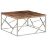 Table basse argenté inox et bois de mélèze massif 