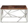 Table basse argenté inox et bois de mélèze massif 