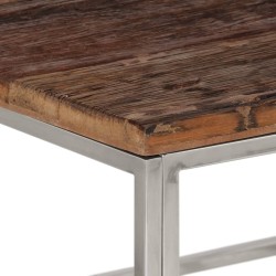 Table basse argenté inox et bois de mélèze massif 