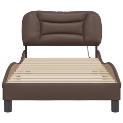Cadre de lit avec LED sans matelas marron 90x200 cm 
