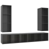 Meubles TV muraux 4 pcs Gris brillant Bois d'ingénierie 