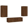 Unités murales TV avec LED 4 pcs chêne marron bois d'ingénierie 