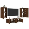 Unités murales TV avec LED 4 pcs chêne marron bois d'ingénierie 
