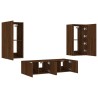 Unités murales TV avec LED 4 pcs chêne marron bois d'ingénierie 