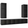 Meubles TV muraux 4 pcs Noir brillant Bois d'ingénierie 