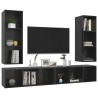 Meubles TV muraux 4 pcs Noir brillant Bois d'ingénierie 