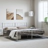 Cadre de lit métal sans matelas et pied de lit blanc 193x203 cm 