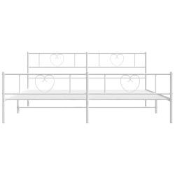 Cadre de lit métal sans matelas et pied de lit blanc 193x203 cm 