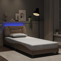 Cadre de lit avec lumières LED cappuccino 90x190 cm similicuir 