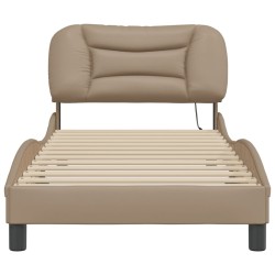 Cadre de lit avec lumières LED cappuccino 90x190 cm similicuir 