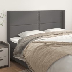 Tête de lit avec oreilles Gris 163x16x118/128 cm Similicuir 