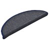 Tapis de marches d'escalier 15 pcs Gris foncé et bleu 56x17x3cm 