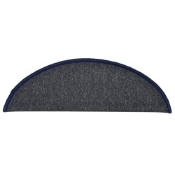 Tapis de marches d'escalier 15 pcs Gris foncé et bleu 56x17x3cm 