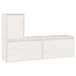 Meubles TV 3 pcs Blanc Bois massif de pin 