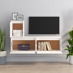 Meubles TV 3 pcs Blanc Bois massif de pin 