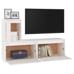 Meubles TV 3 pcs Blanc Bois massif de pin 