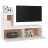Meubles TV 3 pcs Blanc Bois massif de pin 