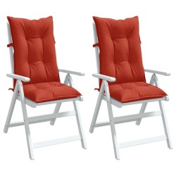 Coussins de chaise à dossier haut lot de 2 rouge mélangé tissu 