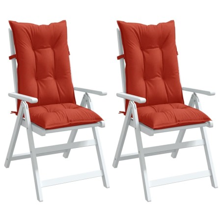 Coussins de chaise à dossier haut lot de 2 rouge mélangé tissu 