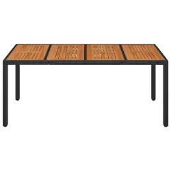 Table de jardin dessus en bois Noir 190x90x75 cm Résine tressée 