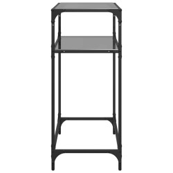 Table console avec dessus en verre noir 60x35x81 cm acier 